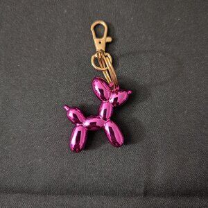 Hot Pink Balloon Dog Keychain